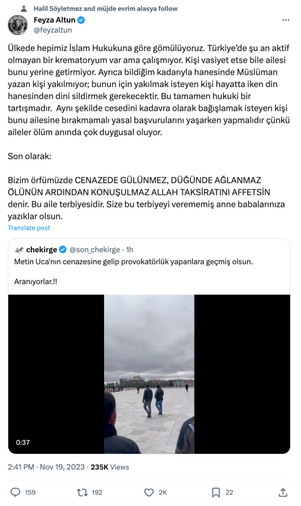 feyza altun dan metin uca nin vasiyeti icin dikkat ceken aciklama